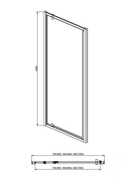 Душевая дверь Акватек 90 см профиль хром AQ ARI PI 09020CH (детальная фотография), современные, hi-tech