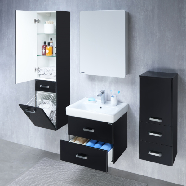 Тумба под раковину подвесная Акватон Америна 70 см черная 1A137601AM950 (детальная фотография), подвесная, пристенная