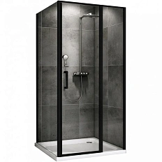 Душевой уголок Abber Sonnenstrand 110х85 см профиль черный, стекло прозрачное