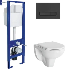 Унитаз с инсталляцией BERGES Gamma кнопка черная Soft Touch