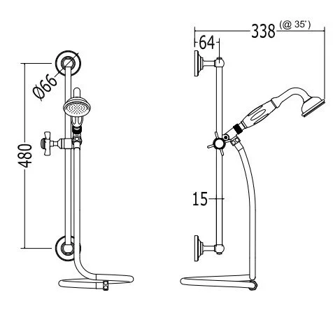 Штанга с регулируемым креплением, лейкой и шлангом Devon&Devon MARK2 (детальная фотография), душевые гарнитуры