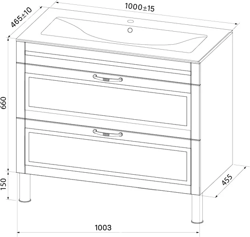 Тумба под раковину напольная IDDIS Oxford 100 см светло-серая OXF10L1i95 (детальная фотография), комплект (набор)