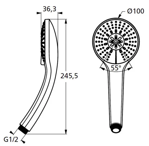 Лейка для душа Ideal Standard IdealRain Soft 3-функциональная B9403AA (детальная фотография), душевые лейки