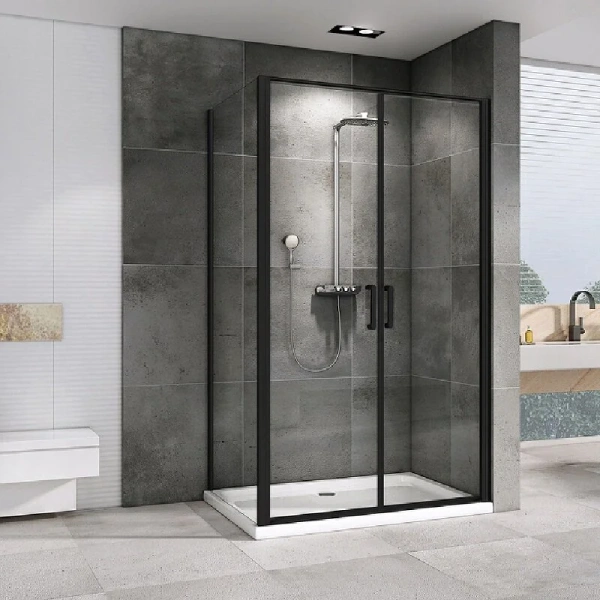 Душевой уголок Abber Sonnenstrand 100х80 см профиль черный AG04100BC-S80B (детальная фотография), черные
