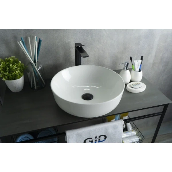 Раковина GID Esfera D1315 42 см белая 51182 (детальная фотография), в форме чаши, круглой формы