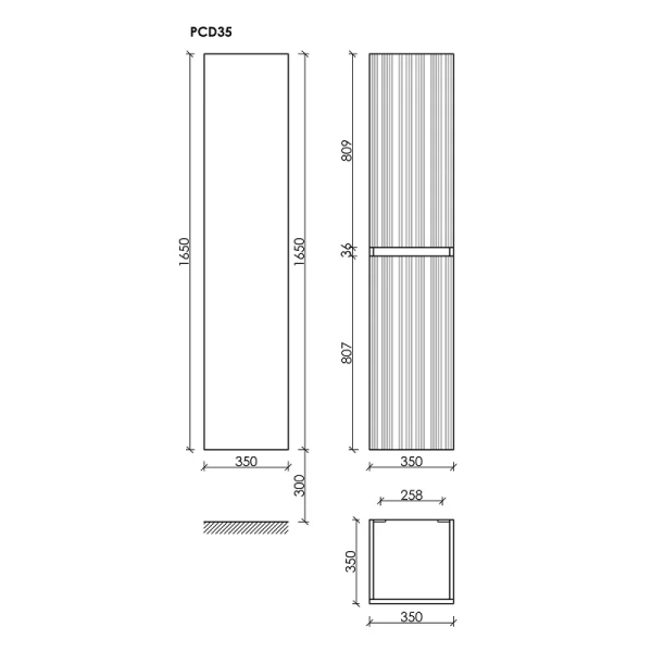 Шкаф-пенал подвесной Sancos Code 35 см белый PCD35W (детальная фотография), по запросу