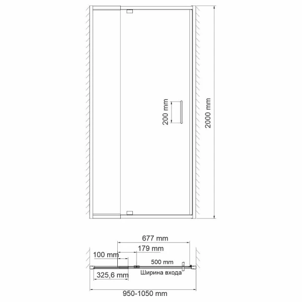 Душевая дверь WasserKRAFT Berkel 100 см профиль хром 48P12 (детальная фотография), современные, hi-tech