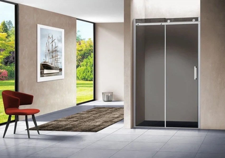 Душевая дверь в нишу Vincea Como 120 см профиль хром, стекло тонированное VPS-1C120CG (детальная фотография), 120 см