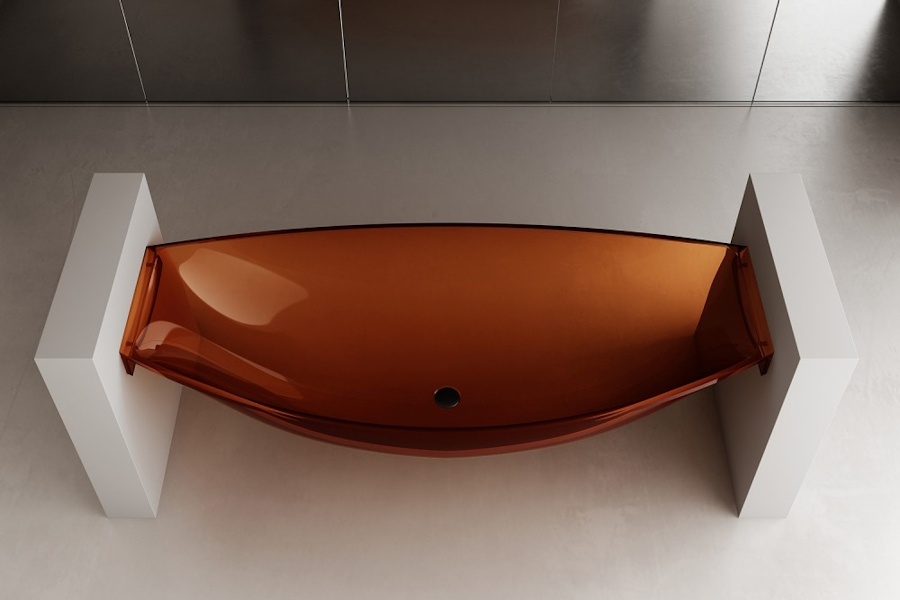 Ванна из полиэфирной смолы Abber Kristall 180x80 см коричневая AT9704Opal (детальная фотография), современныe, hi-tech