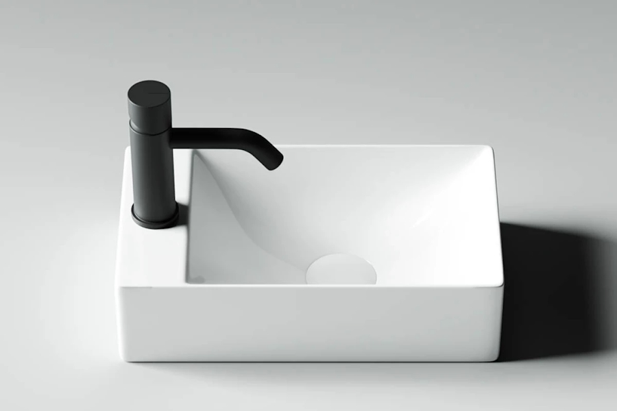 Раковина Sancos Element 38 см прямоугольная CN5008 (детальная фотография), маленькие, прямоугольной формы, плоская