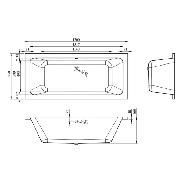 Ванна акриловая Lavinia Boho Pure 170x75 см усиленный армированный корпус 37100075 (детальная фотография), по запросу