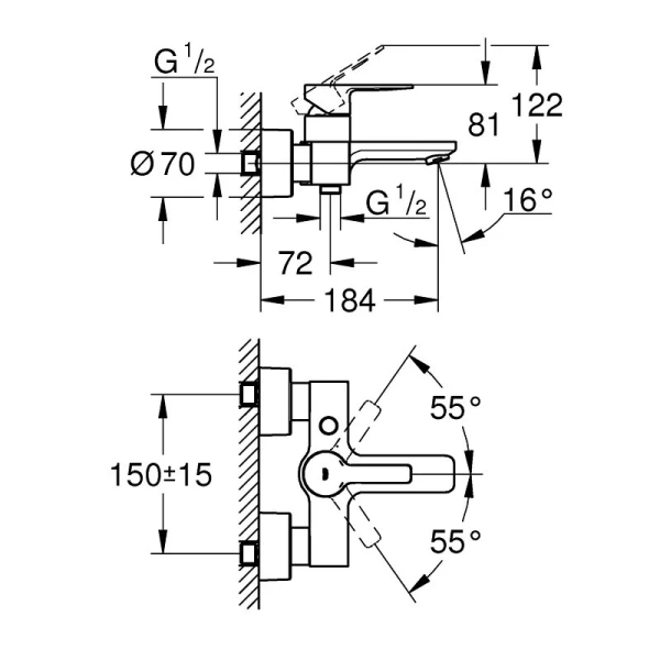 Смеситель для ванны суперсталь Grohe Lineare  33849DC1 (детальная фотография), для ванны