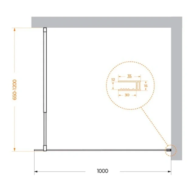 Душевая перегородка BelBagno Kraft 100 см профиль хром KRAFT-L-1-100-C-Cr (детальная фотография), современные, hi-tech