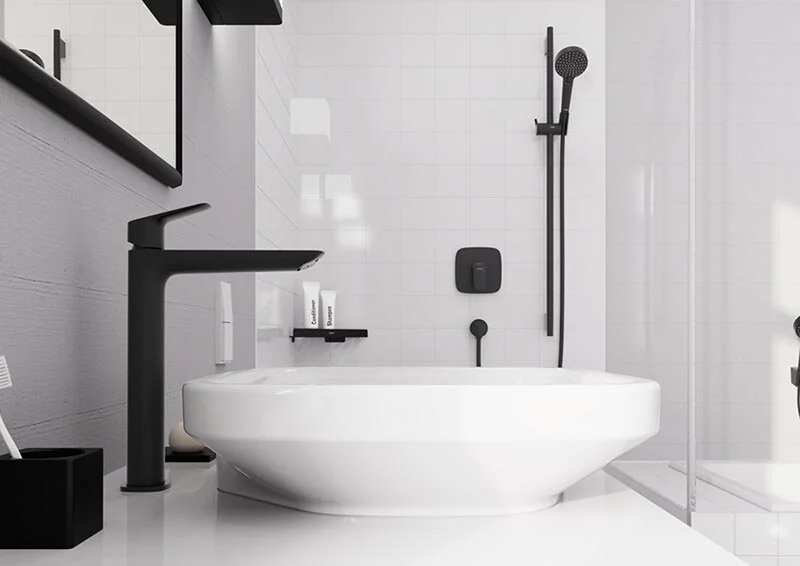Смеситель для раковины Hansgrohe Logis черный матовый 71258670 (детальная фотография), черные