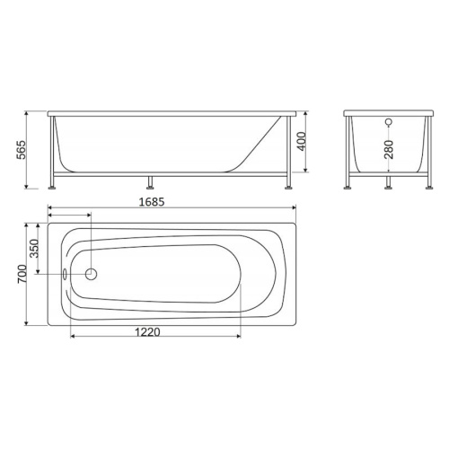 Ванна акриловая BelBagno 170х70 см белая BB102-170-70 (детальная фотография), без гидромассажа, недорогие, большие