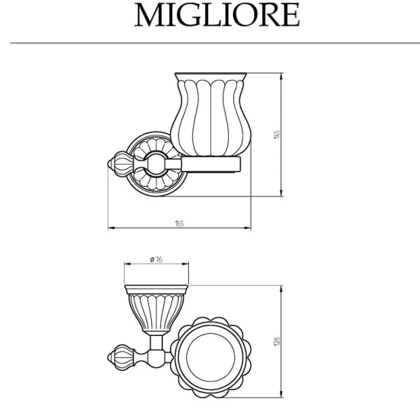 Стакан для ванной Migliore Olivia золото 24646 (детальная фотография), классические, ретро, декорированные