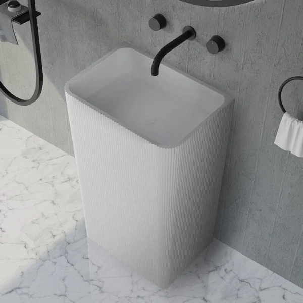 Раковина напольная Abber Stein белая матовая AS2505-H (детальная фотография)