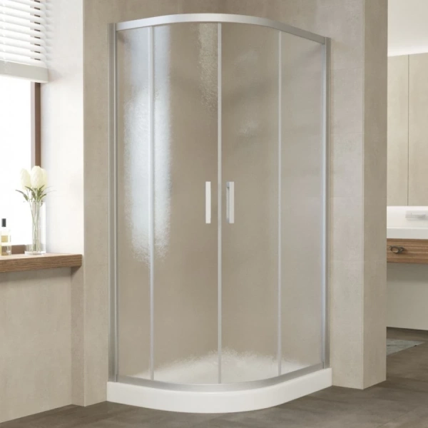 Душевой уголок профиль матовый хром стекло шиншилла Vegas-glass ZS-F NOVO 90*80 07 02 (детальная фотография)