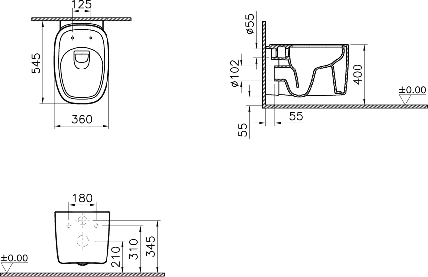 Унитаз подвесной VitrA Plural матовый белый 7830B401-0075 (детальная фотография), современные, hi-tech, круглые
