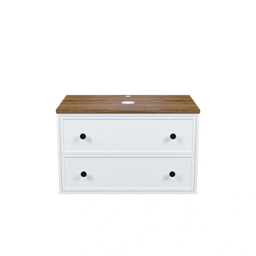 Тумба под раковину подвесная IDDIS Torr 80 см белая/макадамия орех - фото 3