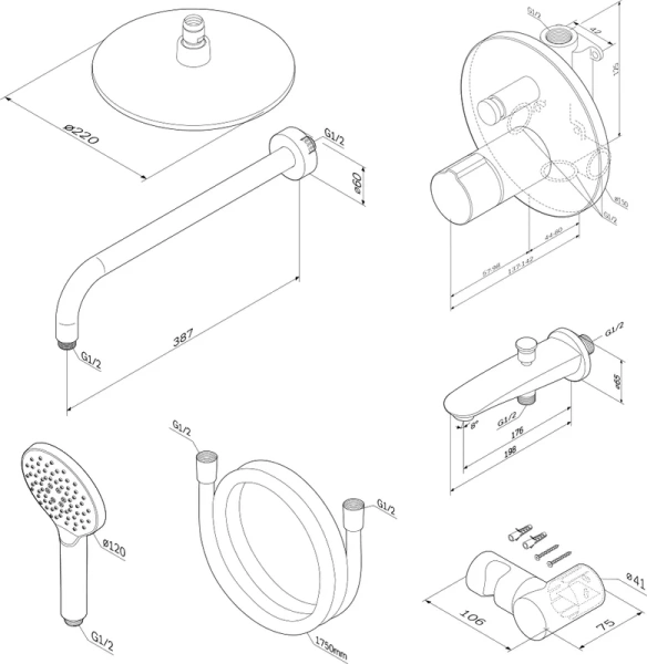 Душевой комплект Am.Pm X-Joy хром FP85A10020 (детальная фотография), современные, hi-tech index_1