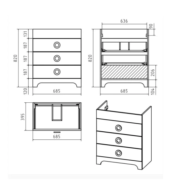Тумба под раковину напольная Misty Лейла 70 см белая Пр-Лей01070-013Я (детальная фотография), нет в наличии