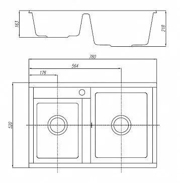 Мойка для кухни Акватон Делия 78 см жемчуг 1A723132DE240 (детальная фотография), врезные