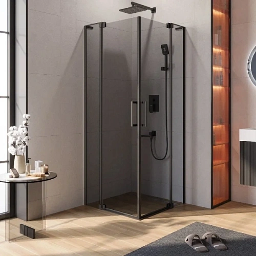 Душевой уголок Cezares Slider 90х80 см стекло серое профиль черный - фото 5