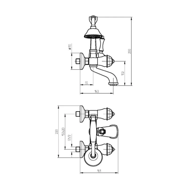 Смеситель для ванны Migliore Korona хром 27307 (детальная фотография), для ванны