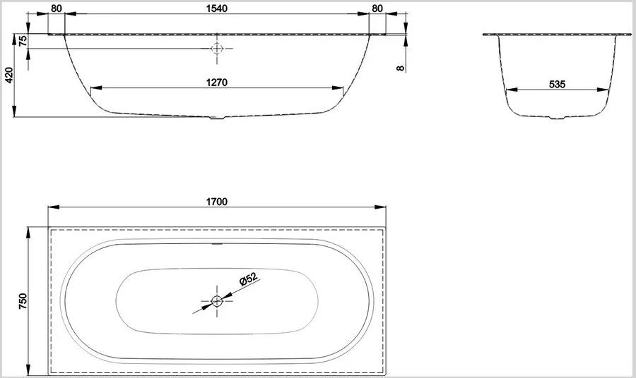 Ванна стальная Bette Starlet Spirit 170 х 75 х 42 см, с шумоизоляцией, белая, 1384-000 (детальная фотография), стальные