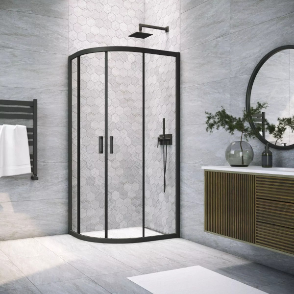 Душевой уголок профиль черный глянцевый стекло шиншилла Vegas-glass ZS-F 120*80 02Г 02 (детальная фотография)