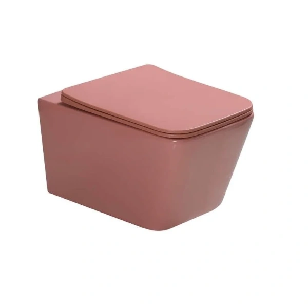 Унитаз подвесной SantiLine персиковый SL-5007P (детальная фотография), безободковые, сиденье с микролифтом , с антивсплеском