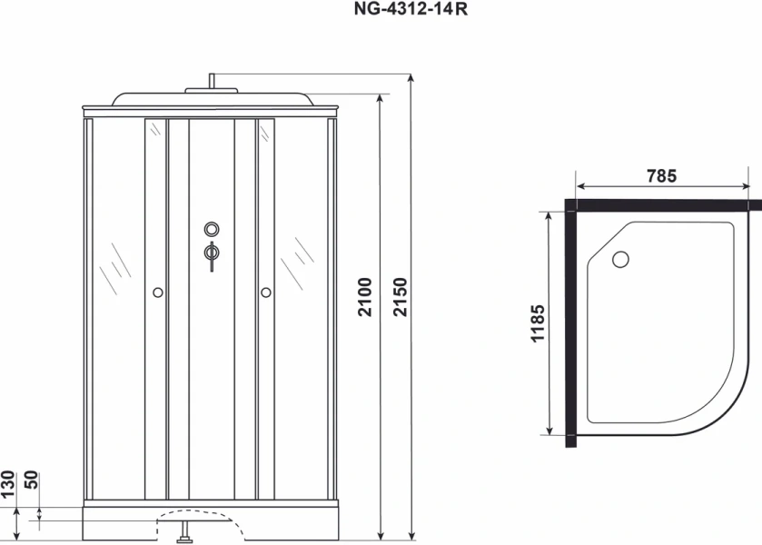 Душевая кабина Niagara Eco 120x80 см правая, стекло прозрачная 43121423R (детальная фотография), угловые, недорогие, для дачи, без гидромассажа, c тропическим душем, с вентиляцией, с крышей