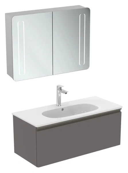 Тумба под раковину подвесная Ideal Standard Tesi 100 см серо-коричневый темный матовый T0048PU (детальная фотография), современная, hi-tech