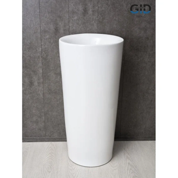 Раковина напольная GID Autonomo Nb130w 41 см белая 81118 (детальная фотография), круглой формы, моноблок