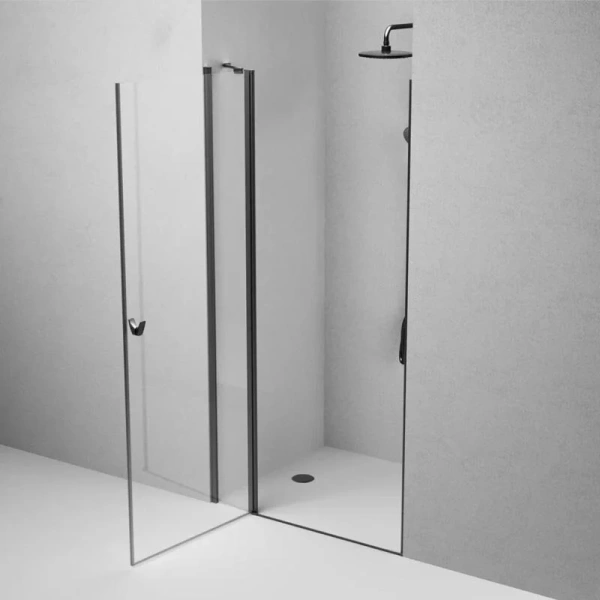 Душевая дверь в нишу Am.Pm Sunny 100 см профиль черный W87G-100-1P-BT (детальная фотография), распашные