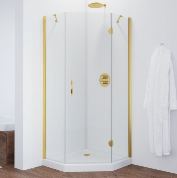 Душевой уголок профиль золотой стекло прозрачное Vegas-glass AFA-Pen TUR NOVO 90 09 01 R (детальная фотография)