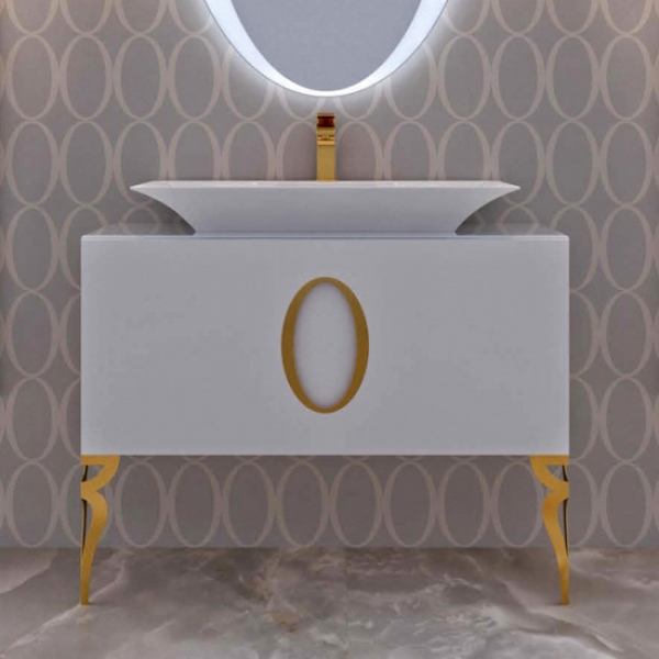 Тумба со стеклянной столешницей  без раковины, с 2 ножками, 100см. La Beaute SAVOIE (детальная фотография), по запросу index_2