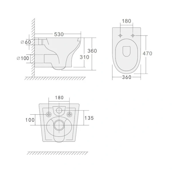 Унитаз подвесной Boheme Fiore белый глянцевый 978-SET-W (детальная фотография), подвесные, встраиваемые