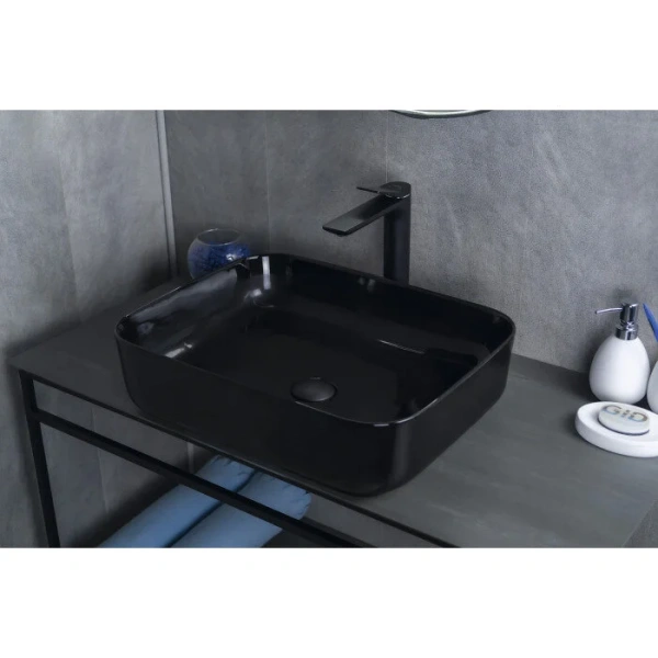 Раковина GID Geometrico BL1304 50 см черная 53351 (детальная фотография), накладные (на столешницу)