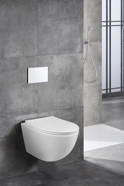 Унитаз подвесной Azario Trevi безободковый AZ-0093UQ3 (детальная фотография), без бачка, со скрытым бачком