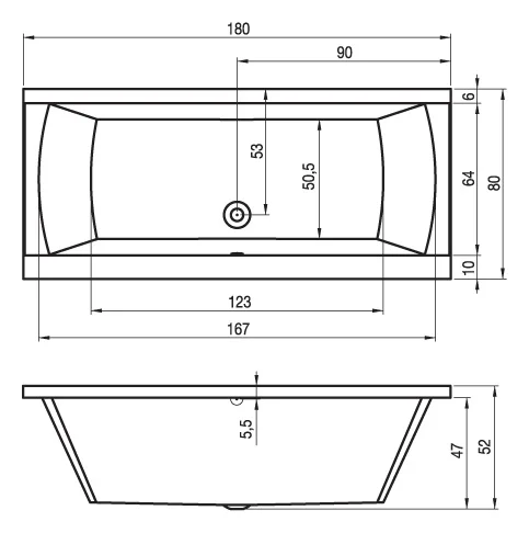 Ванна гидромассажная Riho Julia 180 x 80 см, FLOW BA7200500000000_FLOW (детальная фотография), акриловые