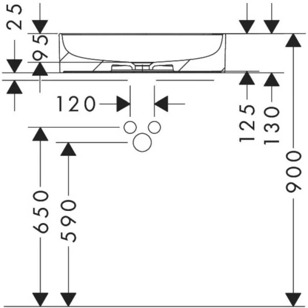 Раковина Hansgrohe Xuniva D 55 см белая 60165450 (детальная фотография), накладные (на столешницу), пристенные