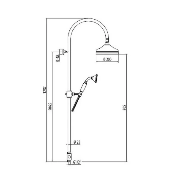 Душевая стойка Gattoni Programma Doccia 4293/PD с ручной лейкой (детальная фотография), классические, ретро