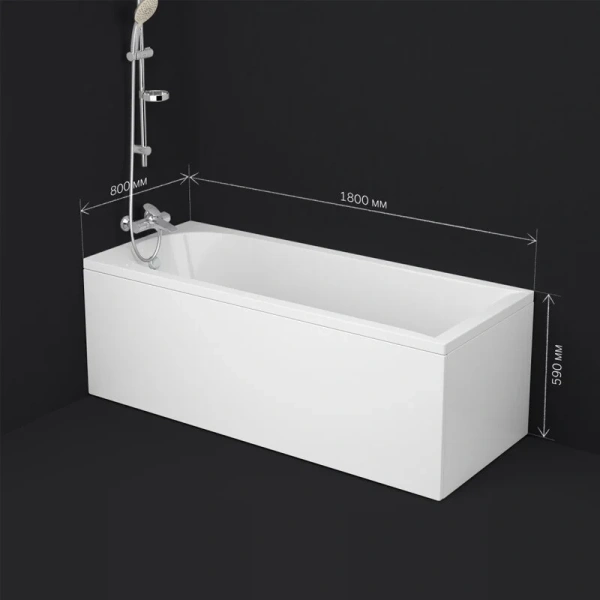 Ванна акриловая Am.Pm Spirit 180х80 см пристенная W72A-180-080W-A2 (детальная фотография), современныe, hi-tech