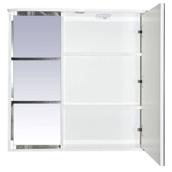 Зеркальный шкаф, зеркало справа, полочки слева, цвет белый/чёрный, Misty Венера П-ВНР04080-25СВП (детальная фотография), недорогo