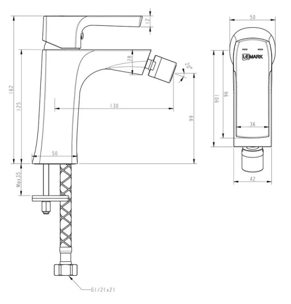 Смеситель для биде Lemark Ursus черный LM7208BL (детальная фотография), для биде