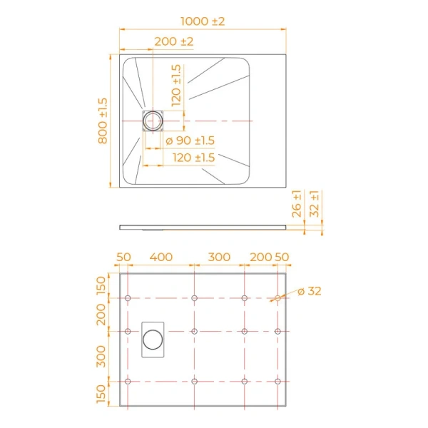 Душевой поддон RGW TSS-W 80x100 см белый 553502810-01 (детальная фотография), низкие до 15 см
