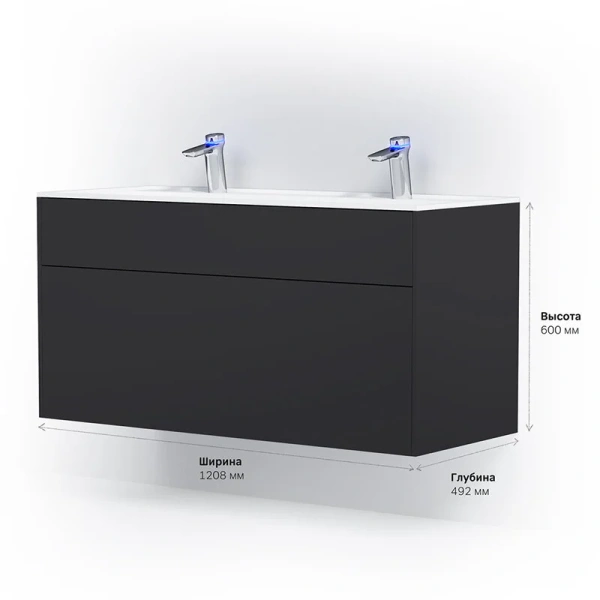 Тумба под раковину подвесная Am.Pm Inspire 2.0 120 см графит матовый M50AFHX1203GM (детальная фотография), подвесная, пристенная