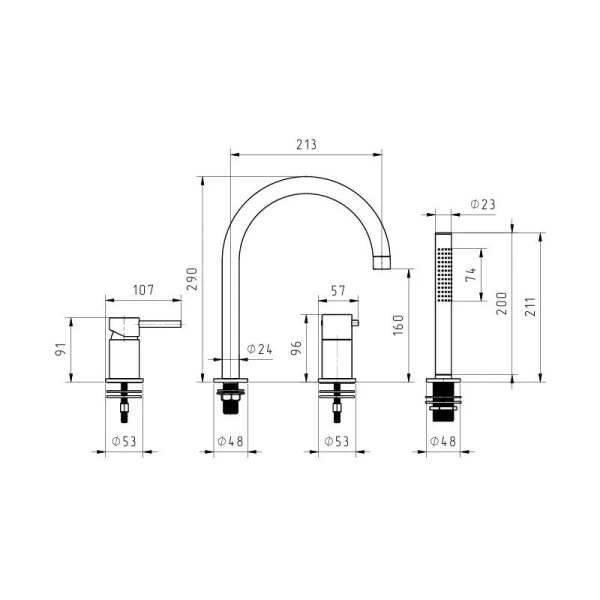 Смеситель для ванны Migliore Fortis хром 31556 (детальная фотография), для ванны